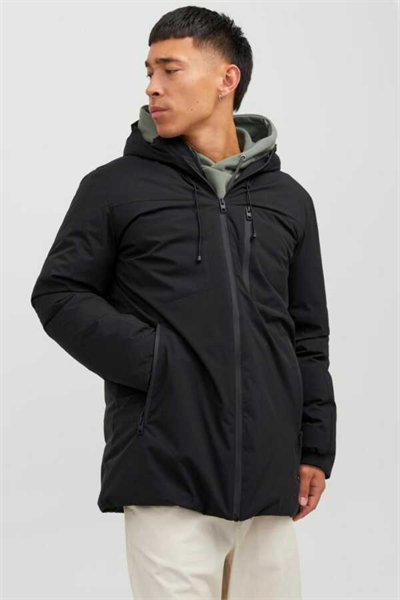 Jack&Jones 12256884 JJPAYNE PARKA JACKET Erkek Uzun Mont Siyah