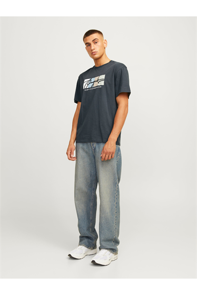 Jack&Jones 12262662 JORPORTLAND BLOCK BRANDING SS CN LN Erkek T-Shirt Haki yeşil