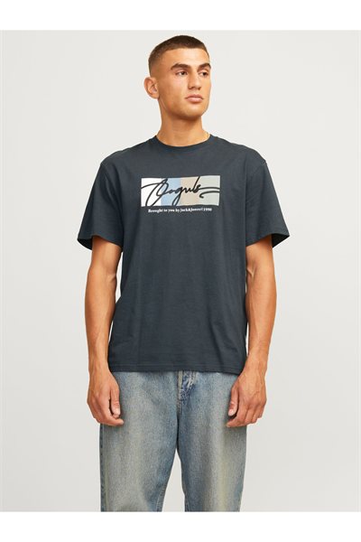 Jack&Jones 12262662 JORPORTLAND BLOCK BRANDING SS CN LN Erkek T-Shirt Haki yeşil