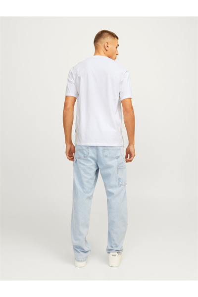 Jack&Jones 12262662 JORPORTLAND BLOCK BRANDING SS CN LN Erkek T-Shirt Beyaz