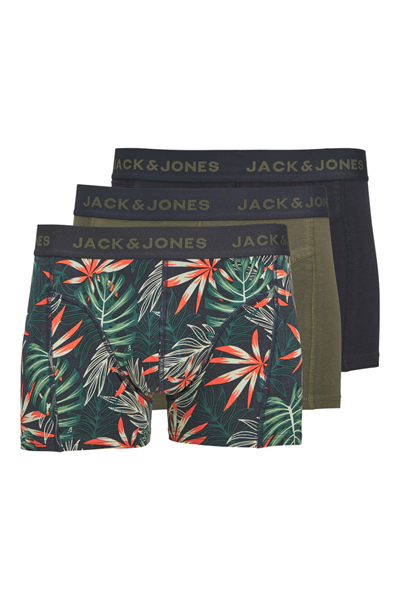 Jack&Jones 12267052 JACLOUI TRUNKS 3 PACK Erkek Boxer Haki Siyah