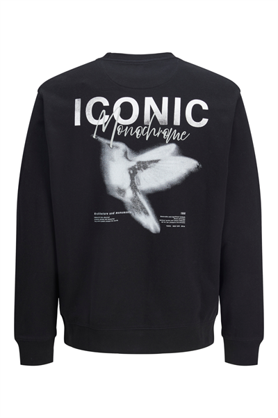 Jack&Jones 12278583 JJECHARGE GRAPHIC SWEAT O-N Erkek Sweatshirt Siyah
