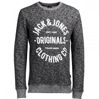 Jack&Jones Jorclemens Sweat Crew 12112149 Erkek Siyah Beyaz Sweatshirt Siyah Beyaz