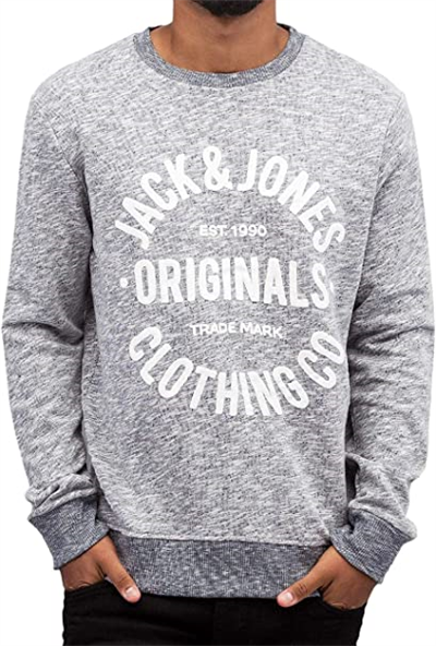 Jack&Jones Jorclemens Sweat Crew 12112149  Erkek Gri Sweatshirt Gri