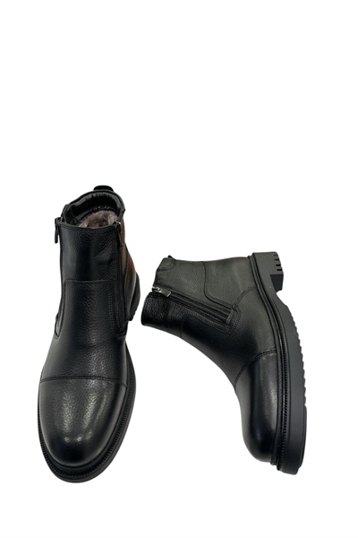 James Franco 23 05 110M 25992 Hakkiki Deri Klasik Kürklü Bot Siyah