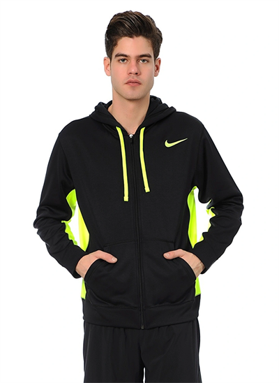 Nike 465786 Erkek Siyah Yeşil Üst Eşofman Kapşonlu Siyah Yeşil