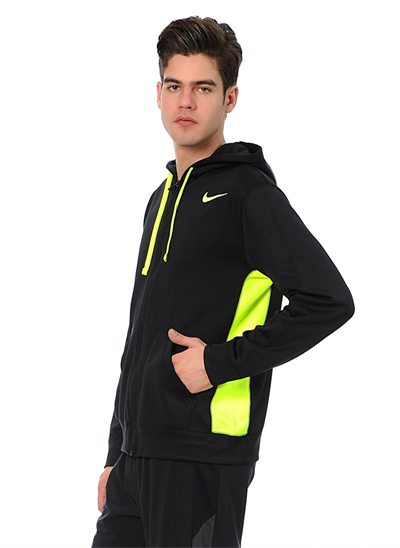 Nike 465786 Erkek Siyah Yeşil Üst Eşofman Kapşonlu Siyah Yeşil
