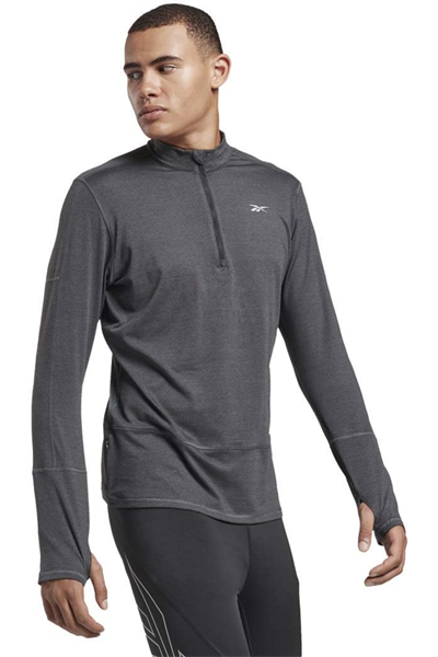 Reebok FK6478 RE Quarter Zip Yarı Fermuarlı Erkek Sweatshirt Füme