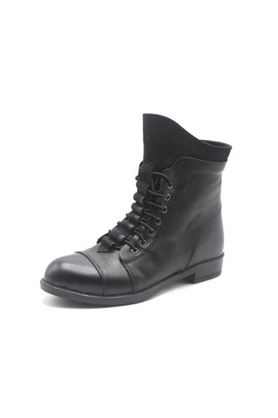 Scavia 502 Ortopedik Hakkiki Deri Kadın Botu Siyah