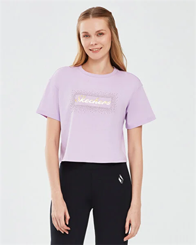 Skechers S221460-505 W Graphic Tee Shiny Logo Kadın T-shirt Lila