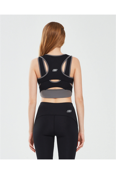 Skechers S241110-001 W Performance Coll Mid Kadın Sporcu Sütyeni Siyah Gri