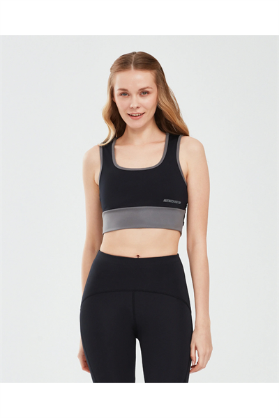 Skechers S241110-001 W Performance Coll Mid Kadın Sporcu Sütyeni Siyah Gri