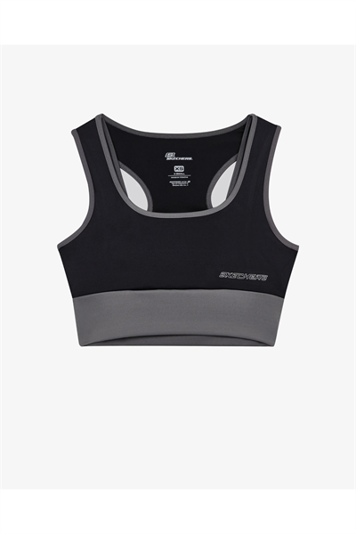 Skechers S241110-001 W Performance Coll Mid Kadın Sporcu Sütyeni Siyah Gri