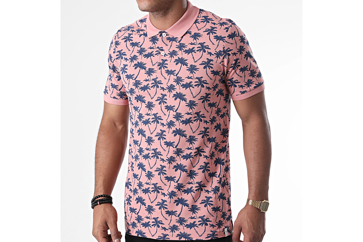 Jack&Jones 12171702 Rosette/SLIM Erkek T-Shirt Pembe Lacivert