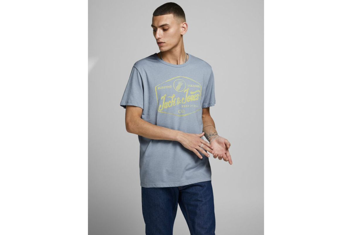 Jack&Jones 12171985 Ashley Blue/SLIM Erkek T-Shirt Mavi