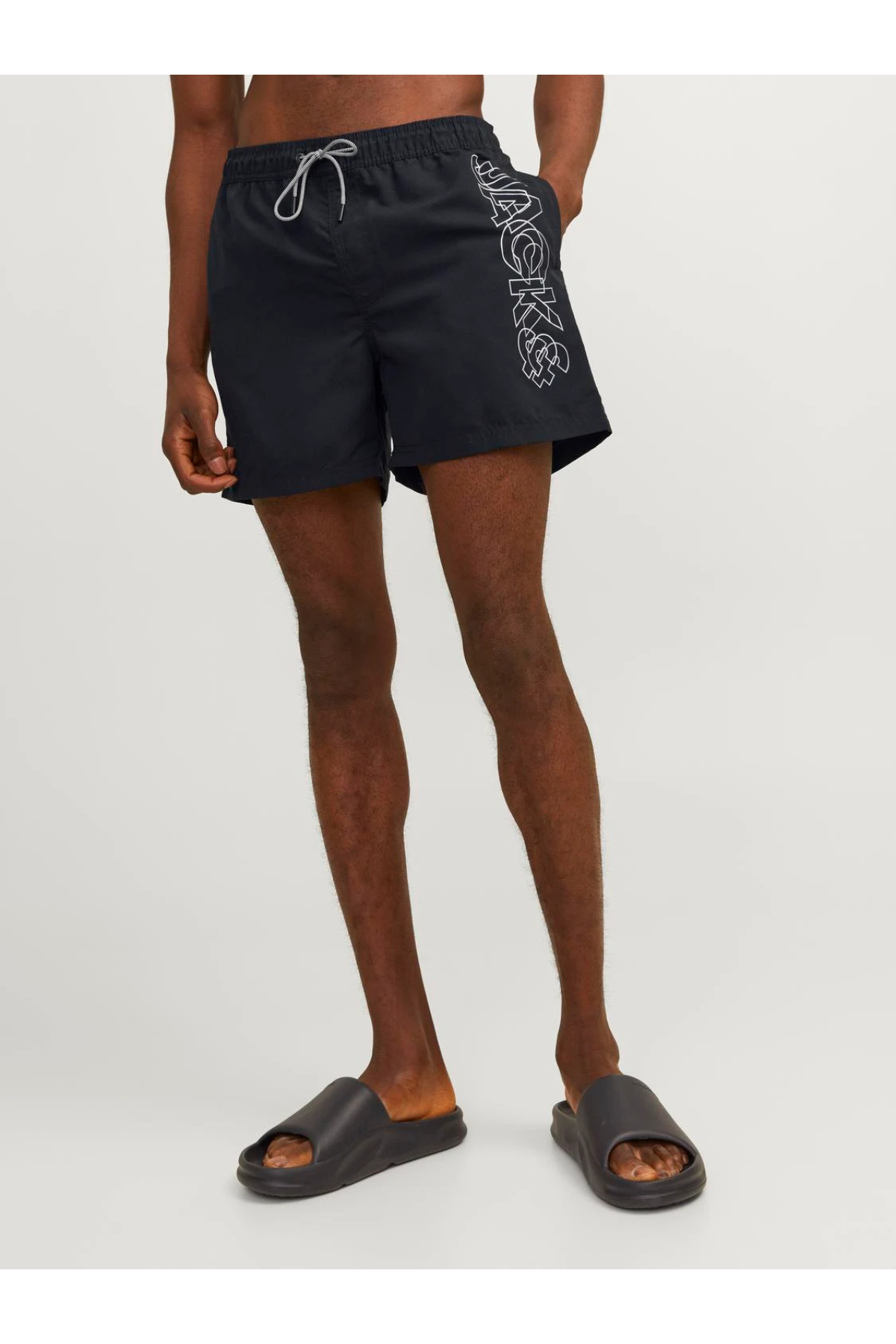 Jack&Jones 12253118 JPSTFIJI JJSWIM DOBULE LOGO Erkek Yüzme Şortu Siyah