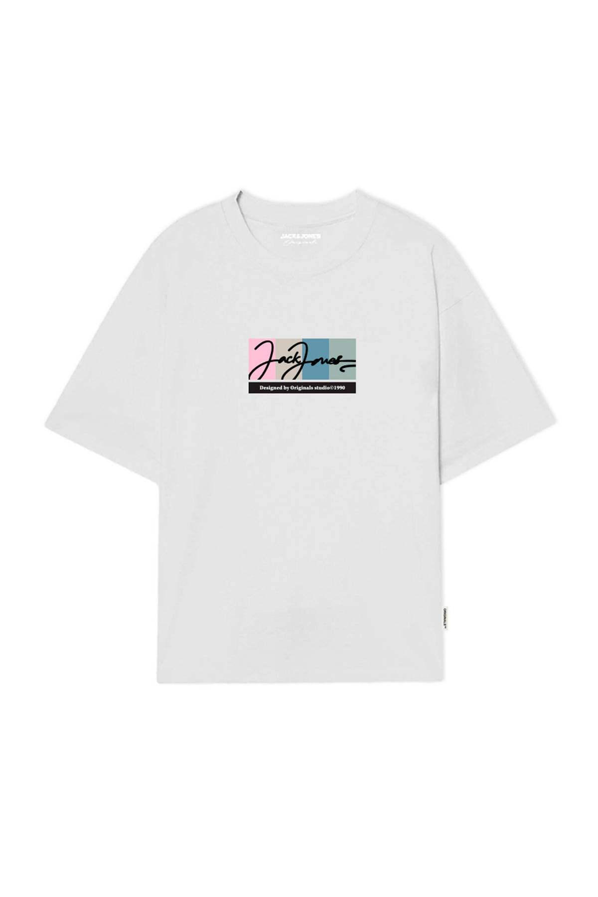 Jack&Jones 12262662 JORPORTLAND BLOCK BRANDING SS CN LN Erkek T-Shirt Beyaz