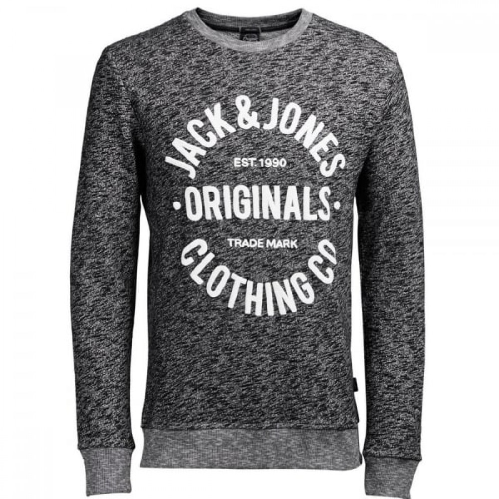 Jack&Jones Jorclemens Sweat Crew 12112149 Erkek Siyah Beyaz Sweatshirt Siyah Beyaz