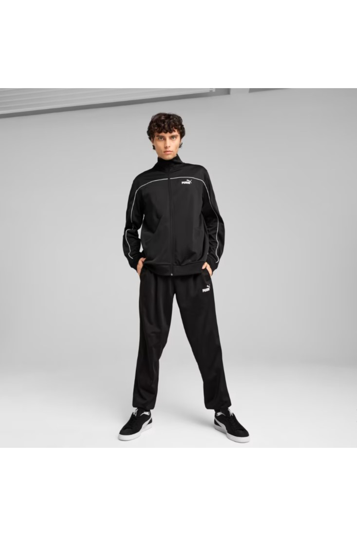 Puma 684852 01 Poly Piping Suit Erkek Eşofman Takımı Siyah Beyaz