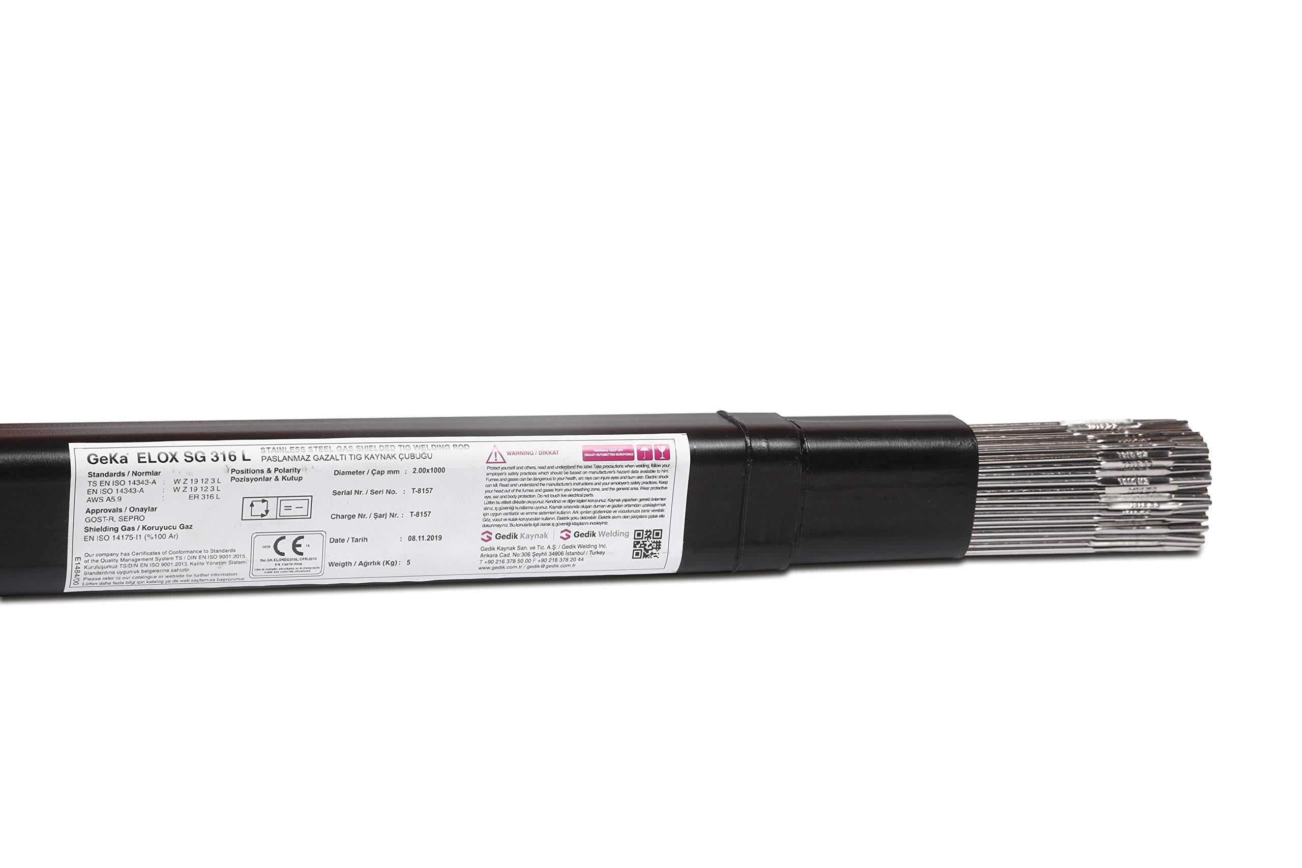 GEKA TİG TELİ ELOX SG316L 2.0mmX1000mm ÇELİK İÇİN