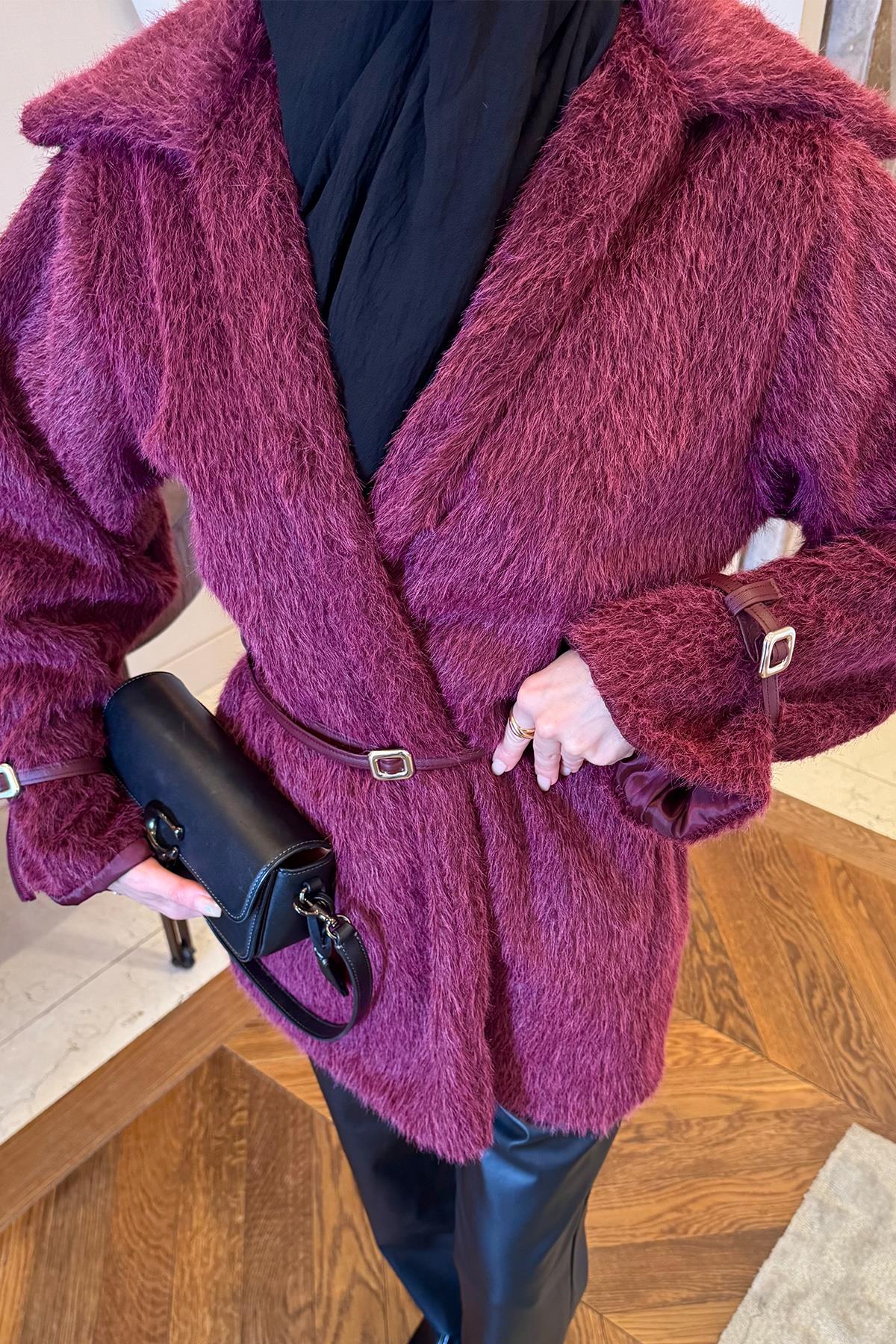 Astarlı Kürk Ceket Bordo