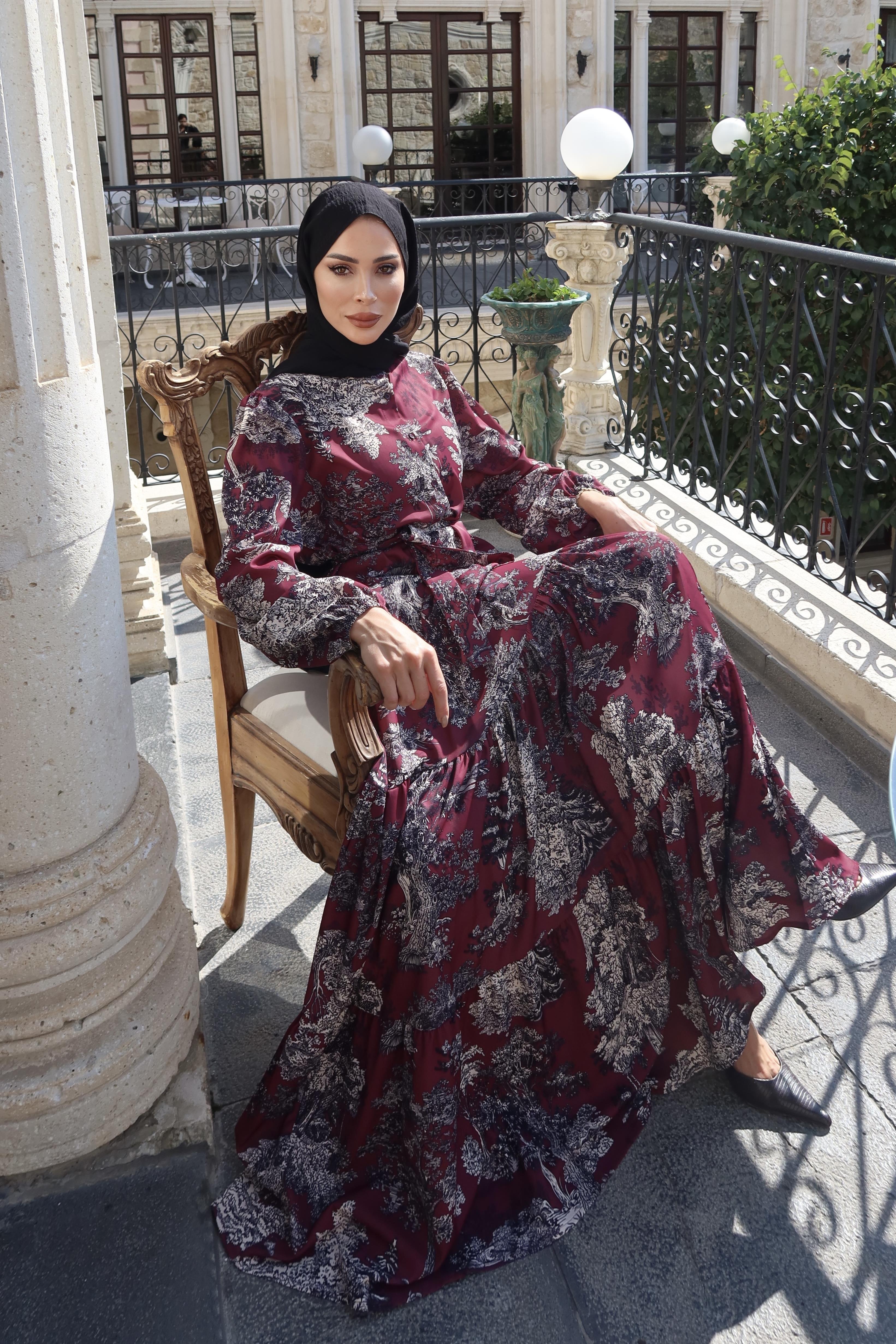 September Krep Bordo Elbise