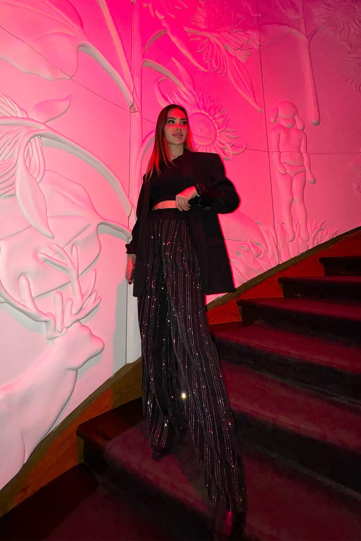 SİYAH TAŞLI PANTOLON