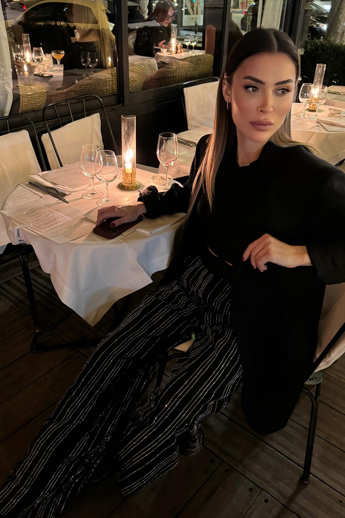 SİYAH TAŞLI PANTOLON