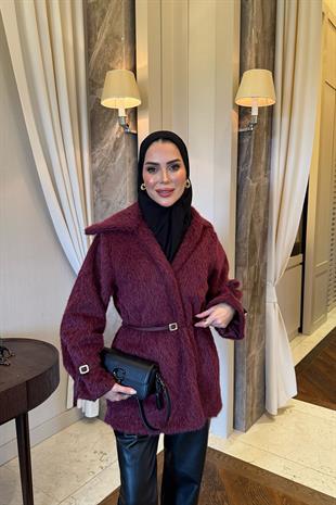 Astarlı Kürk Ceket Bordo