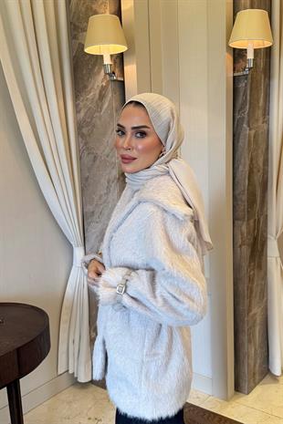 Astarlı Kürk Ceket Krem