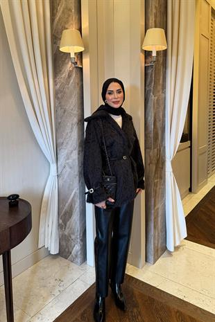 Astarlı Kürk Ceket Siyah