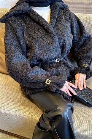 Astarlı Kürk Ceket Siyah