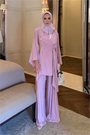 Broşlu Sandy Takım Pembe