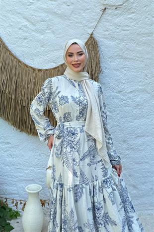 Daisy Lacivert Keten Elbise