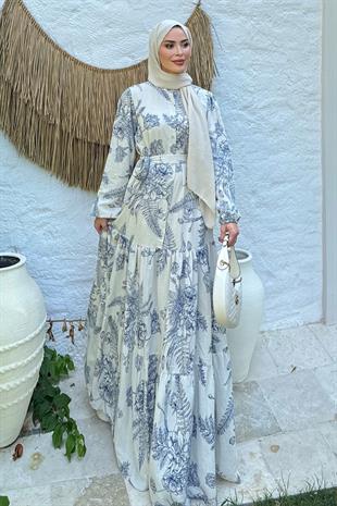 Daisy Lacivert Keten Elbise