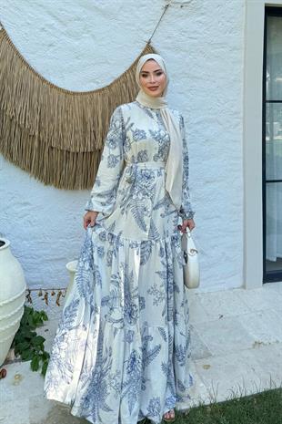 Daisy Lacivert Keten Elbise