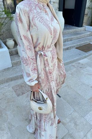 Daisy Pembe Keten Elbise