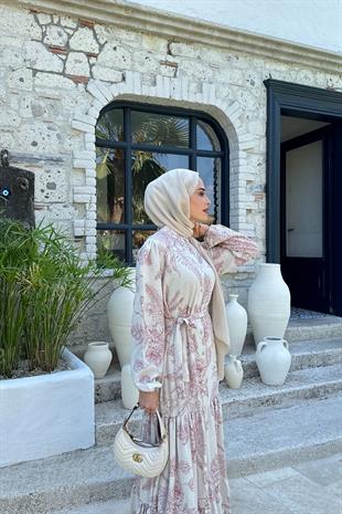 Daisy Pembe Keten Elbise