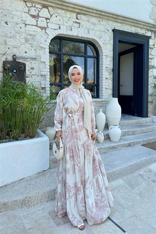 Daisy Pembe Keten Elbise