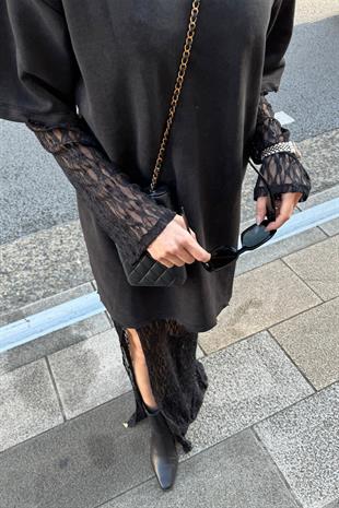 Yıkamalı Dantel  Elbise