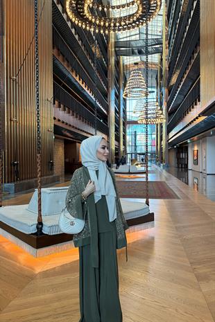 Payetli 3lü Takım Haki