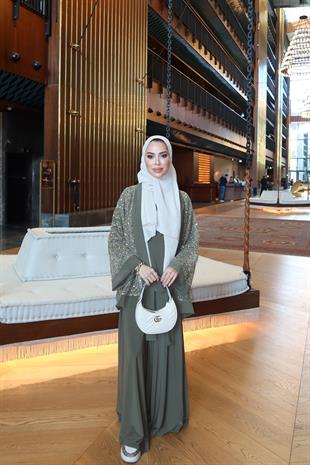 Payetli 3lü Takım Haki