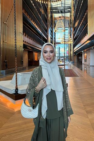 Payetli 3lü Takım Haki