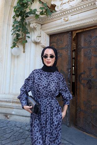 Riga Krep Antrasit Elbise