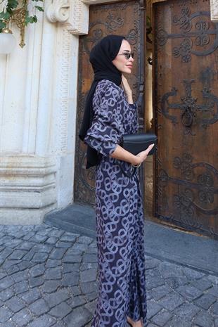 Riga Krep Antrasit Elbise