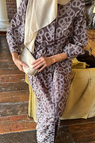 Riga Krep Kahverengi Elbise