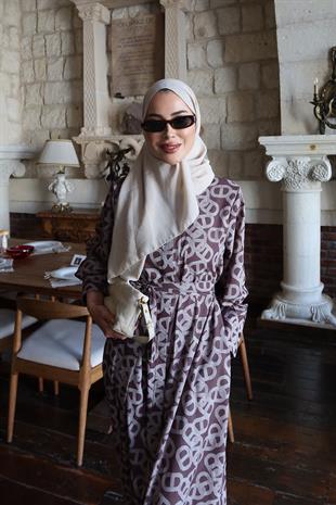 Riga Krep Kahverengi Elbise