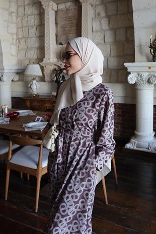 Riga Krep Kahverengi Elbise