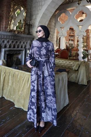 Riga Krep Siyah Elbise