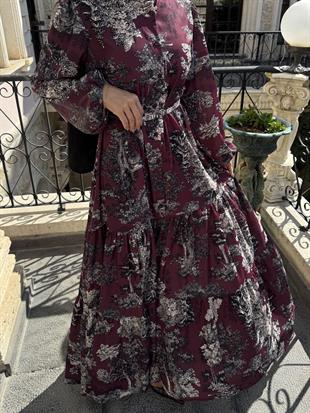 September Krep Bordo Elbise